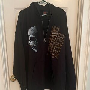 Harley-Davidson Black and Brown Zip-Up Hoodie